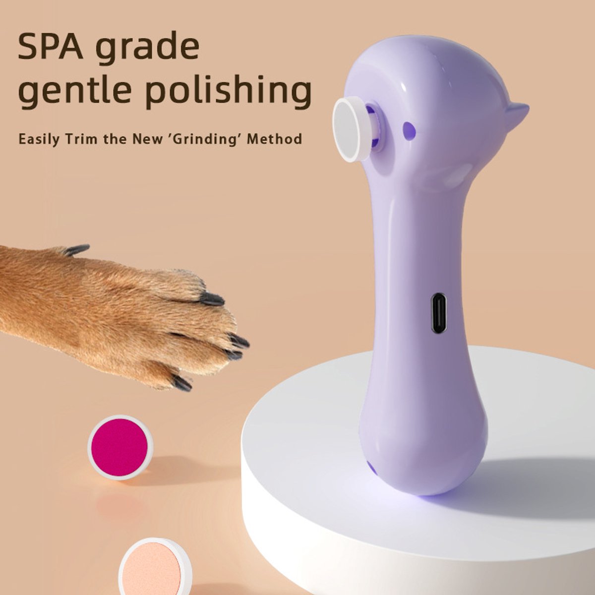 Quiet Electric Pet Nail File | Safe Nail Trimmer for Dogs & Cats | Ergonomic Compact Design