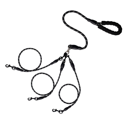 No-Tangle 3-Dog Bungee Leash | Heavy Duty | Shock Absorbing | Reflective