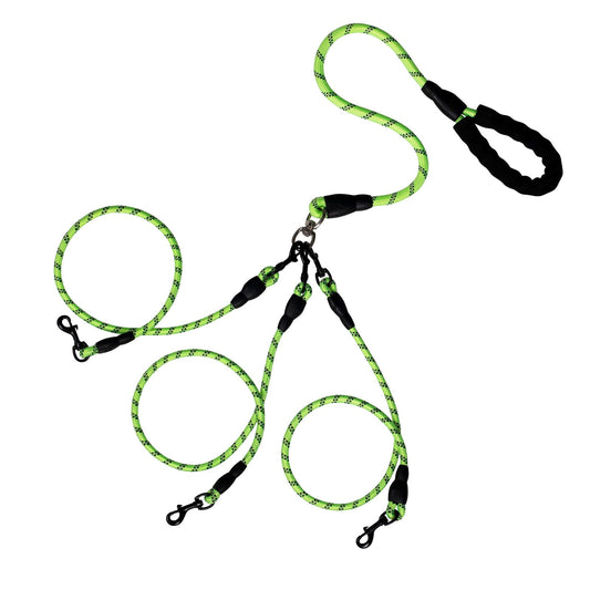 No-Tangle 3-Dog Bungee Leash | Heavy Duty | Shock Absorbing | Reflective