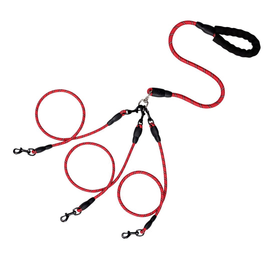 No-Tangle 3-Dog Bungee Leash | Heavy Duty | Shock Absorbing | Reflective