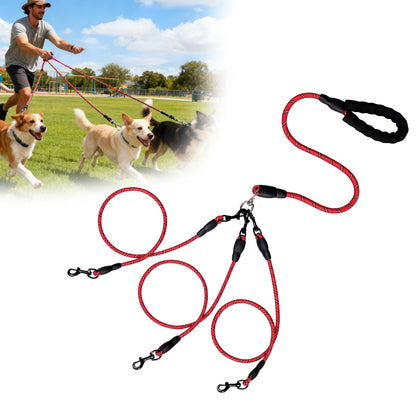 No-Tangle 3-Dog Bungee Leash | Heavy Duty | Reflective | Absorbing