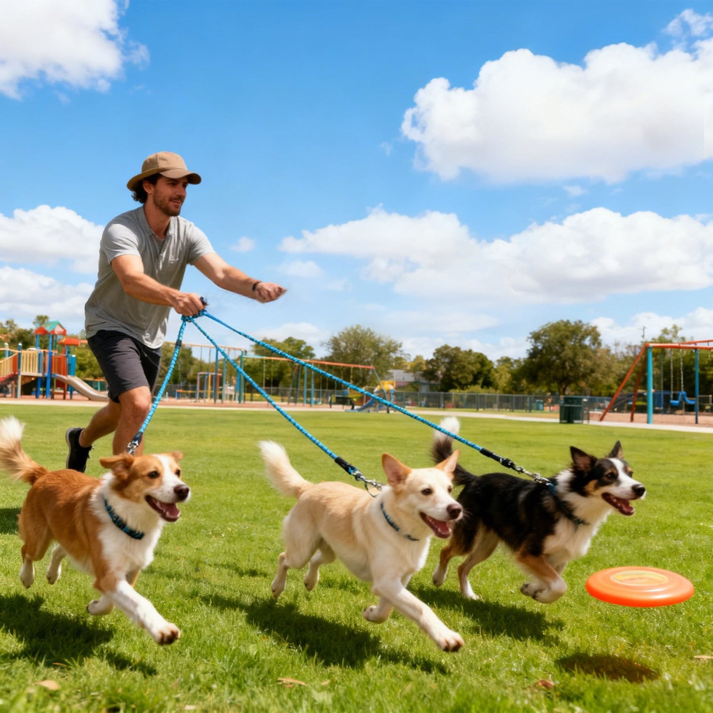 No-Tangle 3-Dog Bungee Leash | Heavy Duty | Reflective | Absorbing