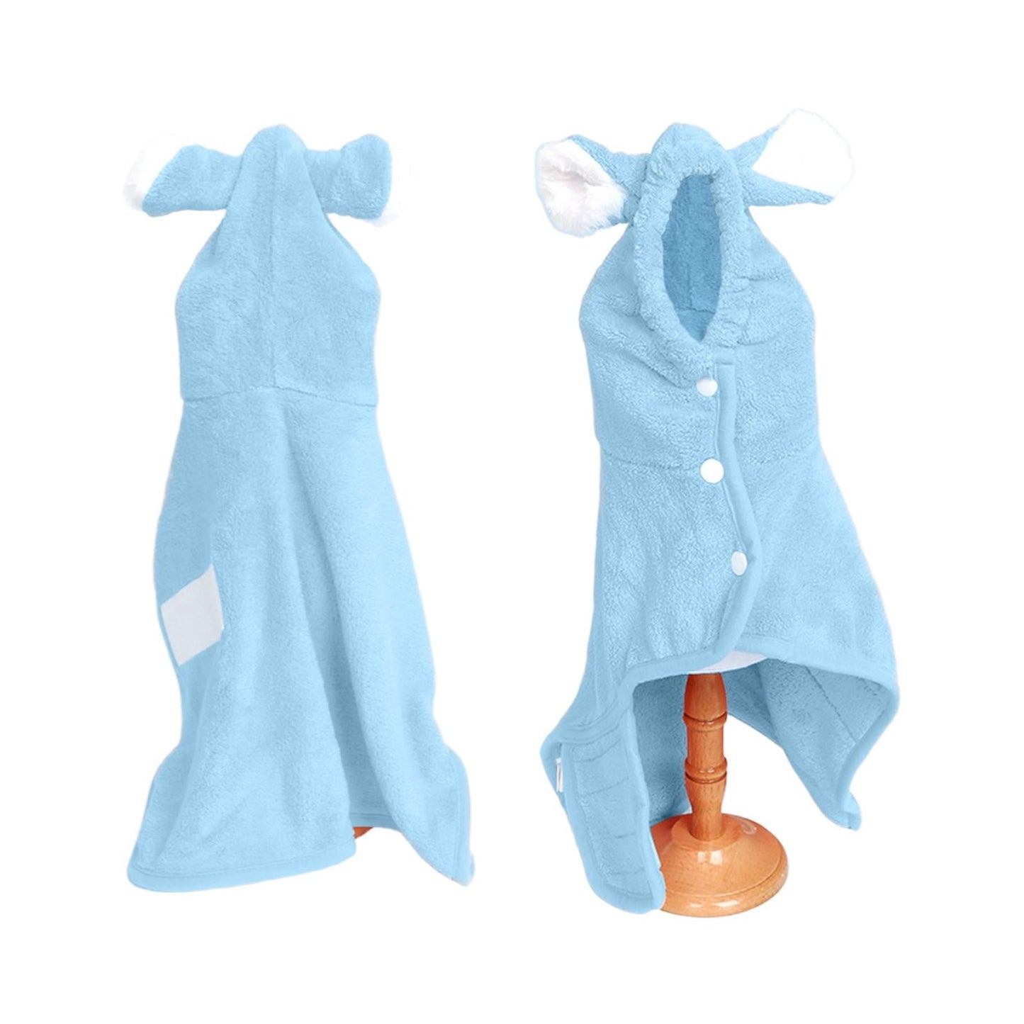 Puppy Bathrobe with Hood | Absorbent Fast-Drying Dog Robe Towel | XS Blue