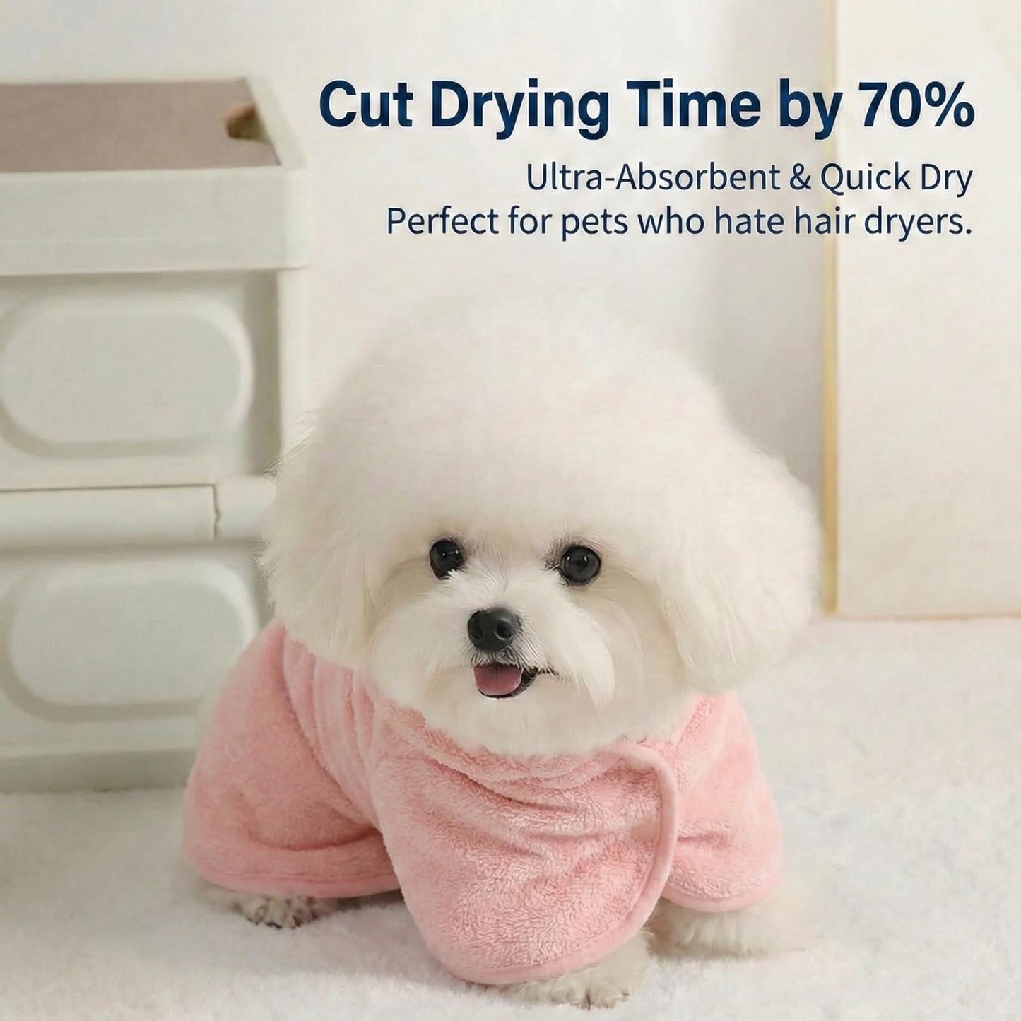 Puppy Bathrobe with Hood | Absorbent Fast-Drying Dog Robe Towel | XS Blue