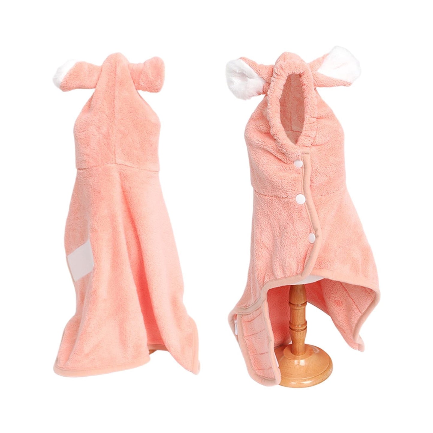 Puppy Bathrobe with Hood | Absorbent Fast-Drying Dog Robe Towel | XS Pink