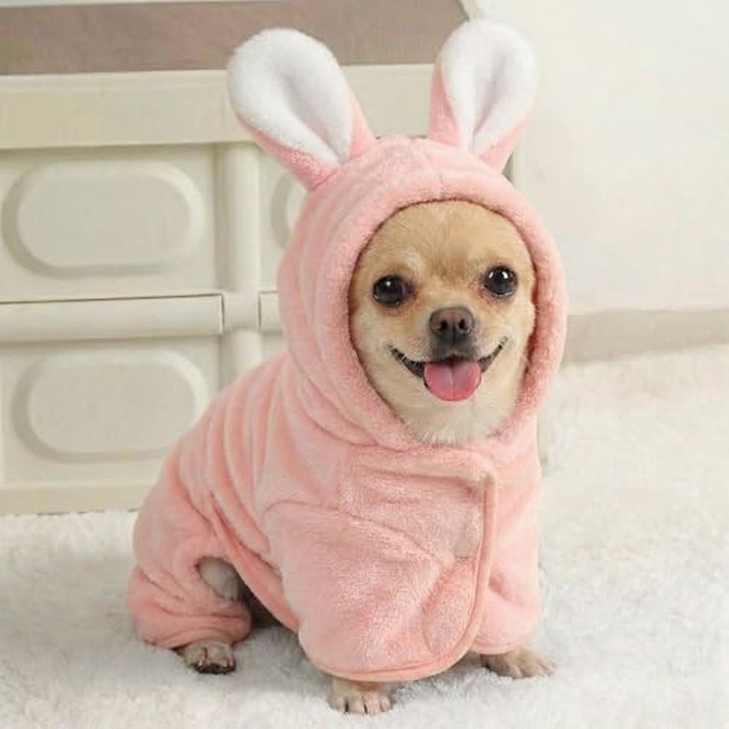 Puppy Bathrobe with Hood | Absorbent Fast-Drying Dog Robe Towel | XS Pink