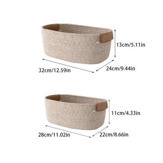 Cotton Rope Pet Basket with Leather Handles | Dog & Cat Bed