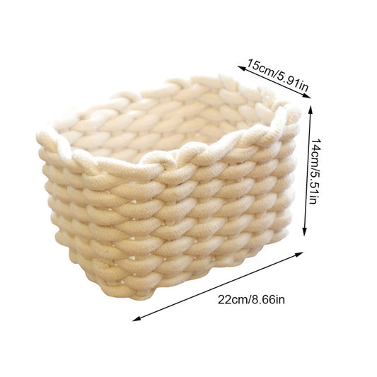 Cat Ears Pet Toy Organizer Basket | 3-Pack Woven Cotton Rope | Beige
