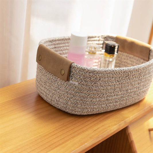 Cat Ears Pet Toy Organizer Basket | Woven Cotton Rope | 11 Inch Coffee