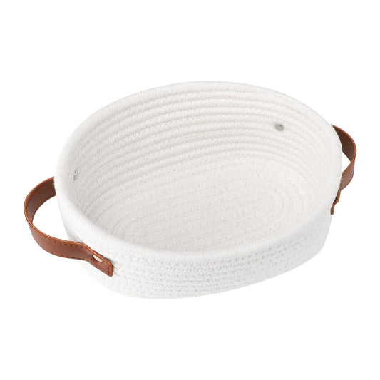 Cat Ears Pet Toy Organizer Basket | Woven Cotton Rope | 11 Inch White