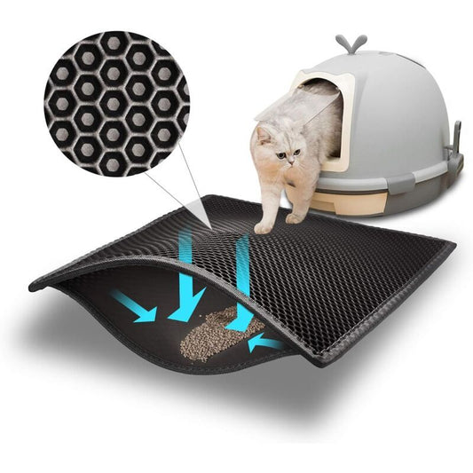Double Layer Cat Litter Mat | Anti-Tracking | Black | 30 x 45 cm