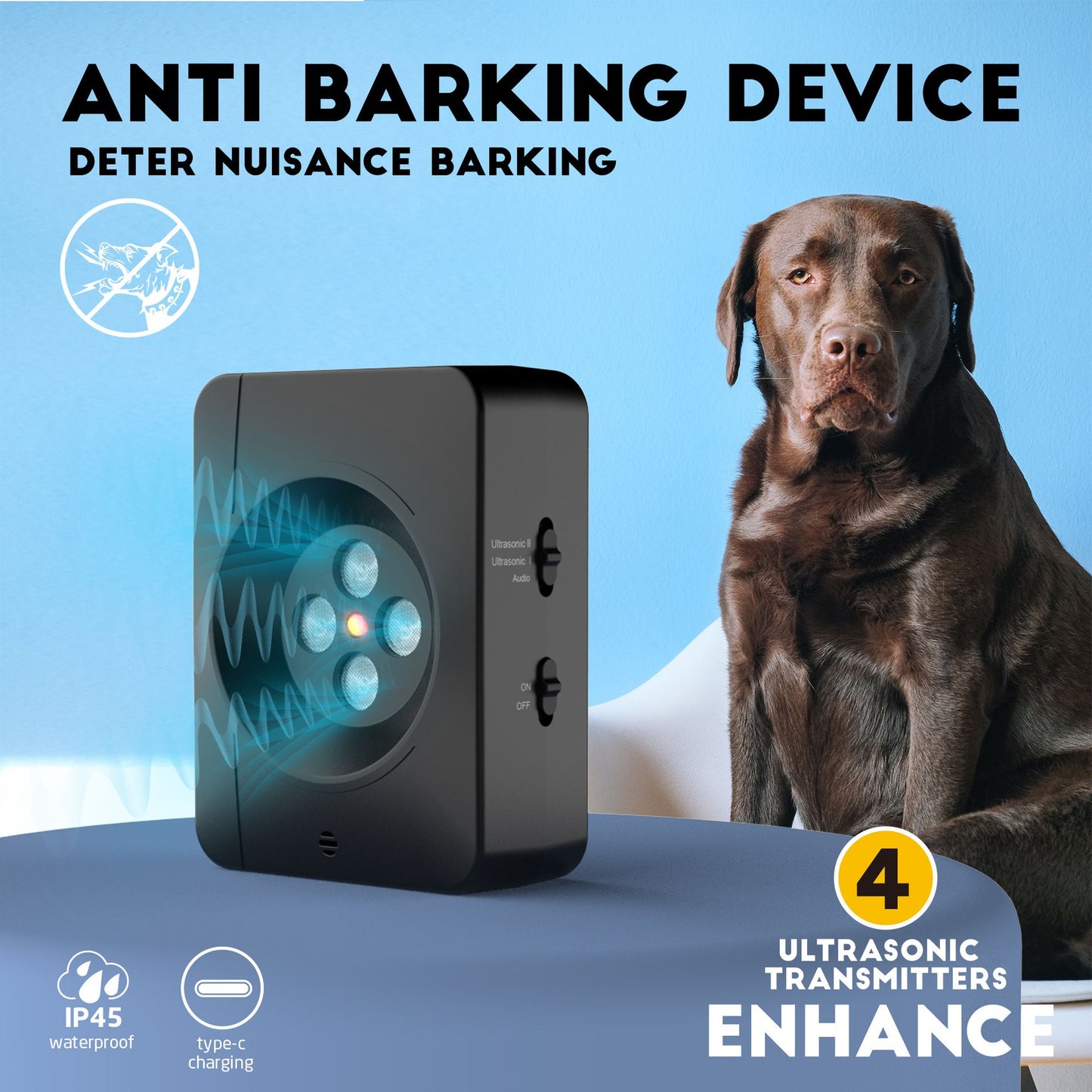 Ultimate Ultrasonic Bark Control Device for Dogs - Auto Sensor Modes