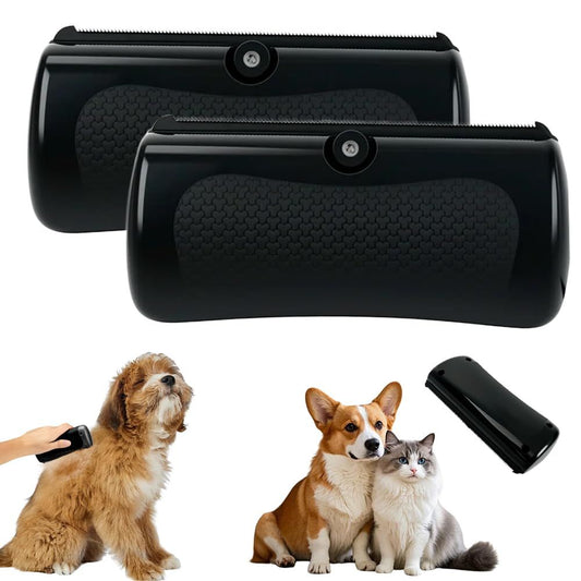 Tails Deshedding Brush Pet Hair Remover Comb for Shedding — Black/2pcs