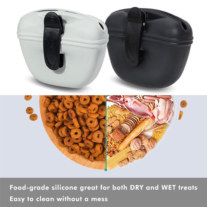 Silicone Dog Treat Pouch 2-Pack | Clip-On Portable Training Container | Magnetic Buckle