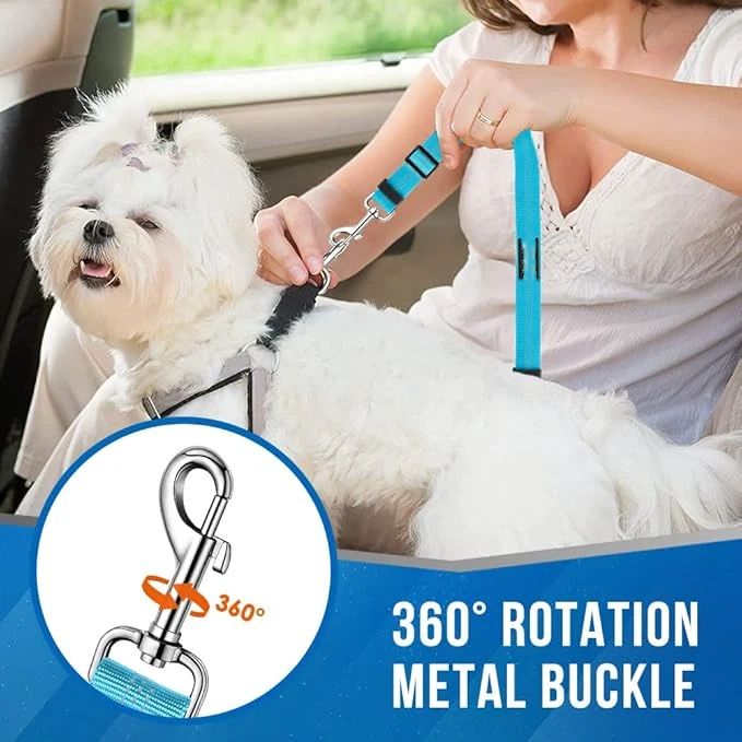 Double Dog Car Seat Belt 2-Pack | No-Tangle Safety Seatbelt | Bungee Splitter Lead