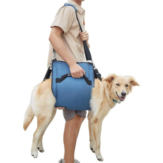 Dog Carry Sling & Lift Harness | Rehabilitation Backpack for Senior Dogs | Blue | L