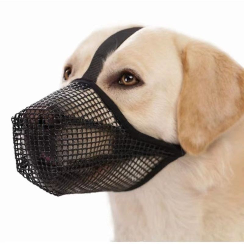 Dog Muzzle,  Mesh Muzzles for Small Large Dogs, Soft Covered Mouth Guard with Adjustable Straps, Prevent Biting Chewing and Licking (M Black)