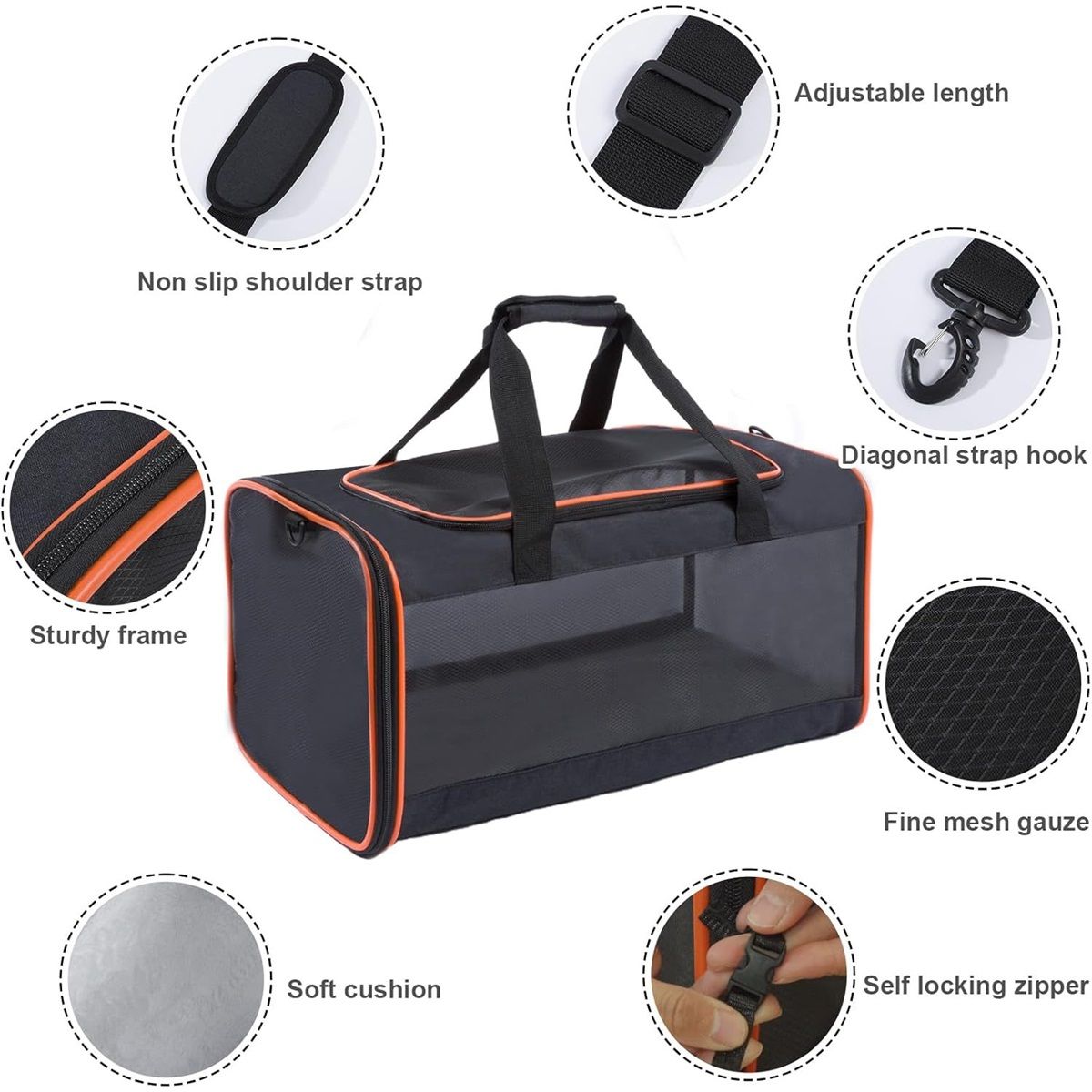 Soft Pet Carrier Travel Bag | Large Cats 20lbs+ and Small Dogs | Breathable Softside