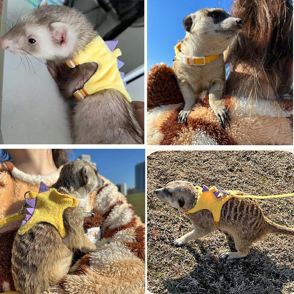 Small Animal Harness and Leash Set | Ferret Rabbit Guinea Pig Chihuahua | Yellow