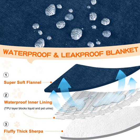 Dog Blankets for Small Dogs - Waterproof Cat Blanket Washable