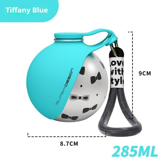 Portable Pet Water Bottle with Dispenser Bowl | Blue Floral | Travel & Walking