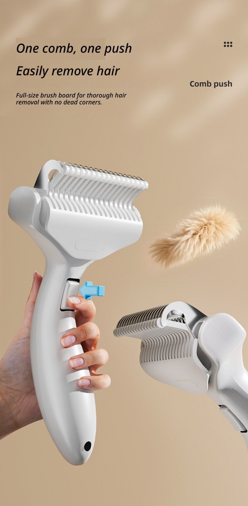 One-Touch Self-Cleaning Pet Detangling Comb | Removes Loose Hair | Dog & Cat