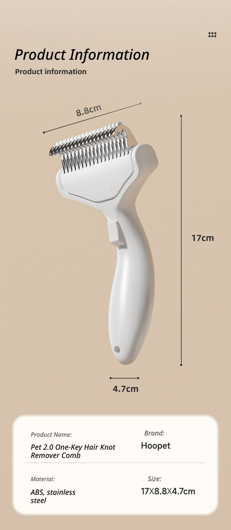 One-Touch Self-Cleaning Pet Detangling Comb | Removes Loose Hair | Dog & Cat