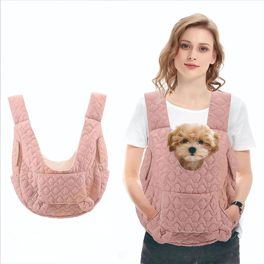 Pet Chest Carrier Front-Facing Backpack Small Dog Cat Breathable | Sling（pink