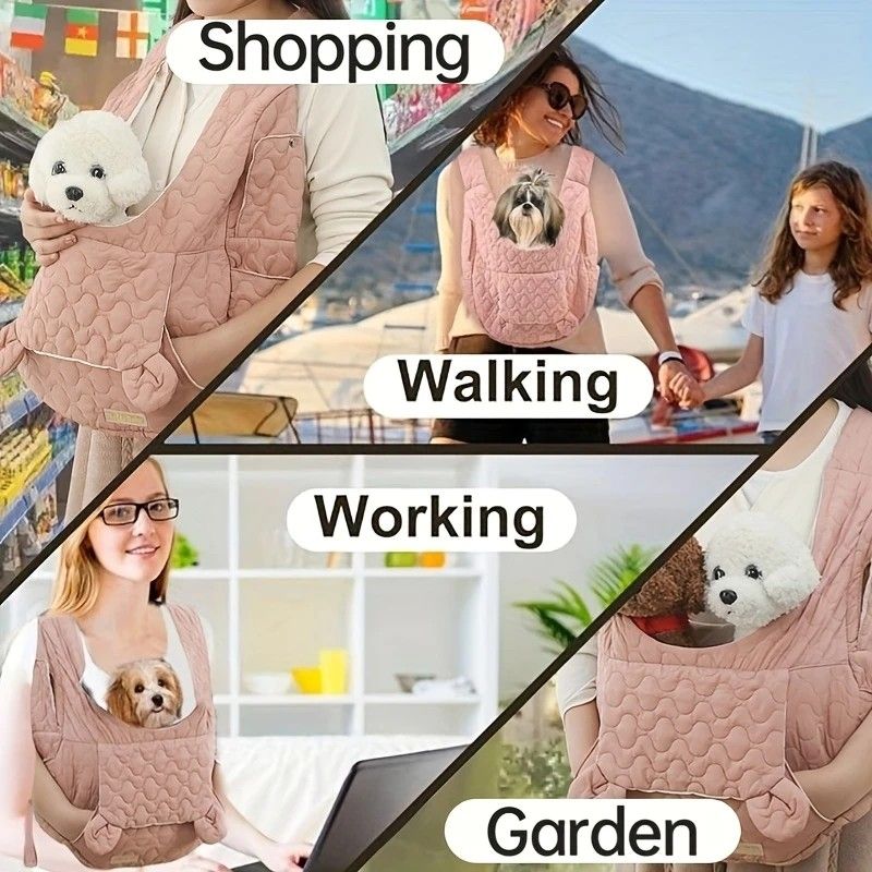 Pet Chest Carrier Front-Facing Backpack Small Dog Cat Breathable Carrier Hands-Free Sling(khaki)