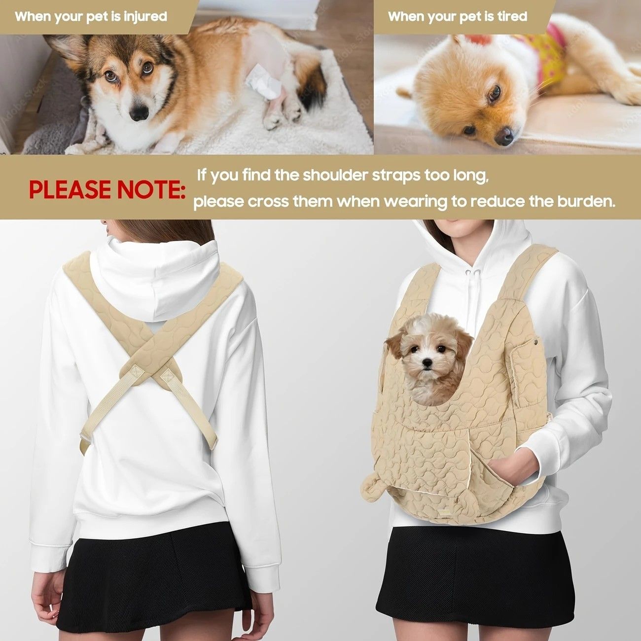 Pet Chest Carrier Front-Facing Backpack Small Dog Cat Breathable Carrier Hands-Free Sling(khaki)