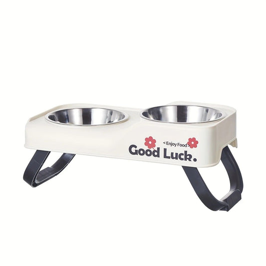 Dopamine Color Pet Bowl Set | Anti-Slip Adjustable Height | White