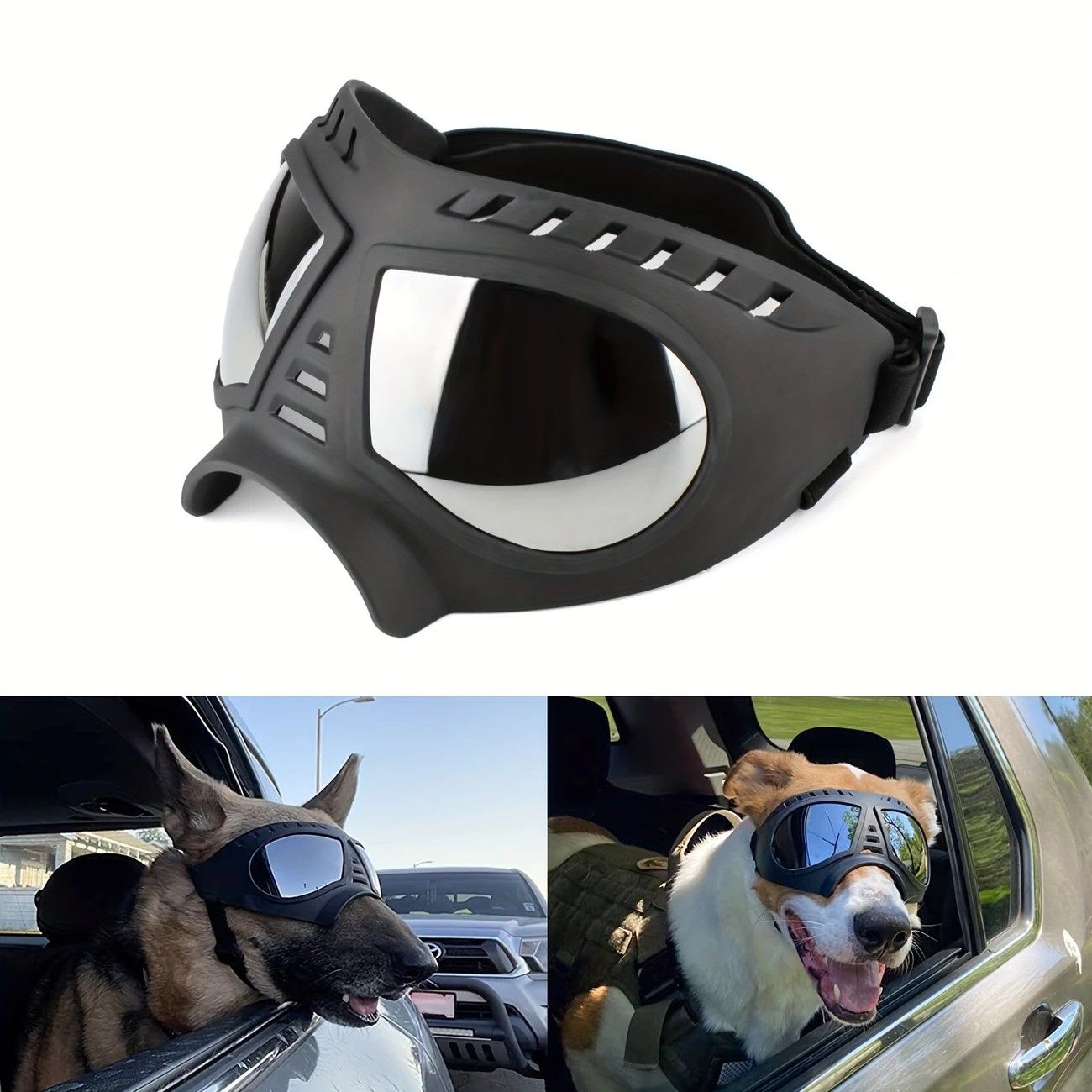 Large Dog Goggles | Windproof, Snowproof, UV Protection, Flexible Frame Sunglasses for Outdoor Adventure(black)