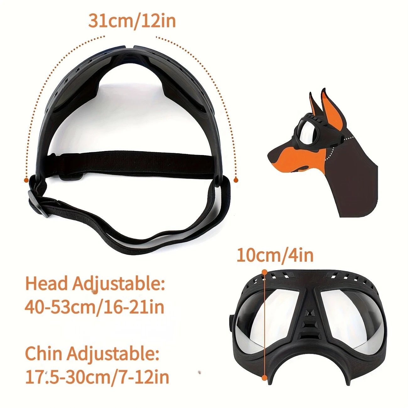 Large Dog Goggles | Windproof, Snowproof, UV Protection, Flexible Frame Sunglasses for Outdoor Adventure(black)