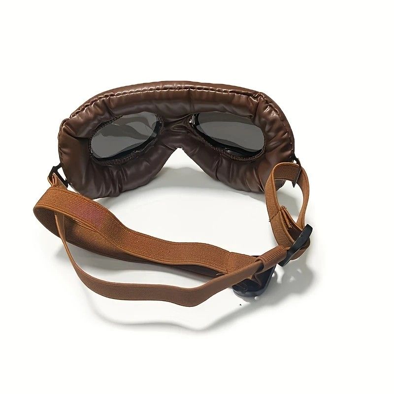 Retro Aviator Dog Goggles | Windproof & UV Protection Adjustable Foldable Sunglasses for Medium-Large Dogs(Bronze &Color)