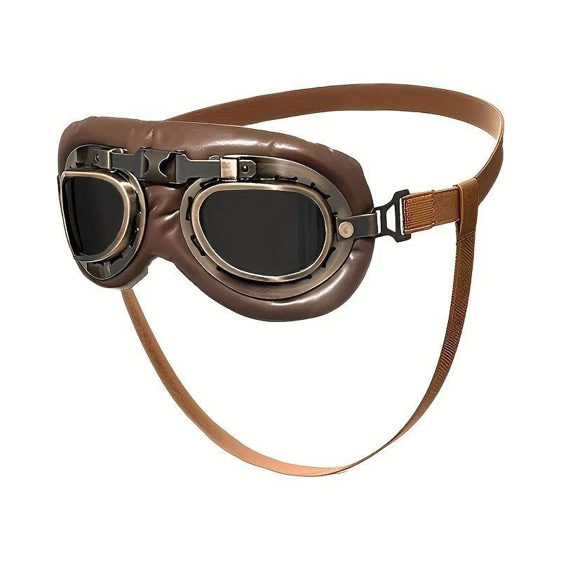 Retro Aviator Dog Goggles | Windproof & UV Protection Adjustable Foldable Sunglasses for Medium-Large Dogs(Bronze &Color)