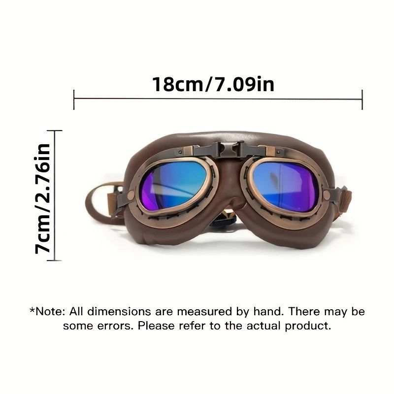 Retro Aviator Dog Goggles | Windproof & UV Protection Adjustable Foldable Sunglasses for Medium-Large Dogs(Bronze-silver lens)