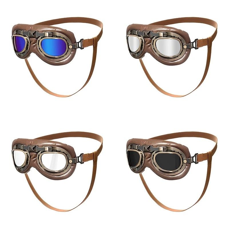 Retro Aviator Dog Goggles | Windproof & UV Protection Adjustable Foldable Sunglasses for Medium-Large Dogs(Bronze-black-gray lens)