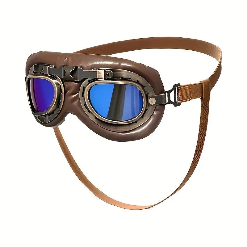 Retro Aviator Dog Goggles | Windproof & UV Protection Adjustable Foldable Sunglasses for Medium-Large Dogs(Bronze-black-gray lens)