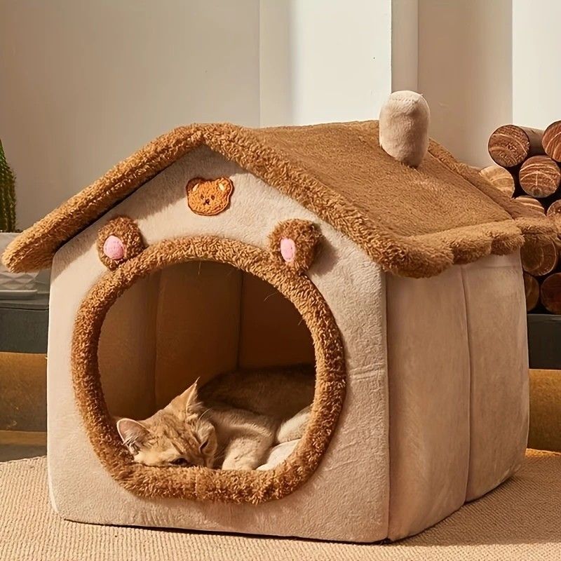 Detachable Washable Cat Cave Nest | Soft Warm Winter Cat House