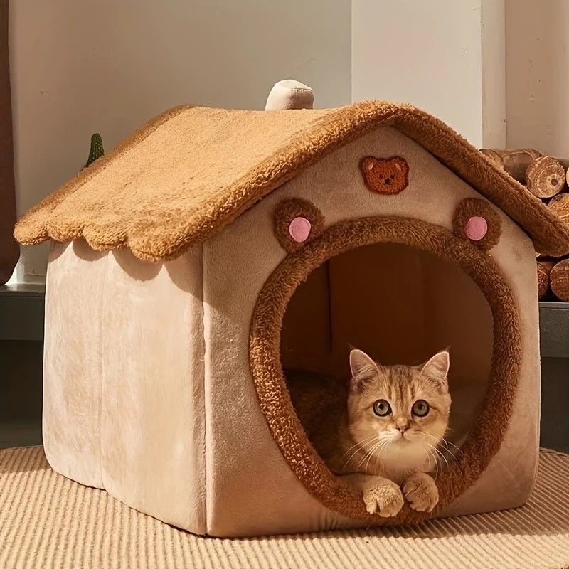 Detachable Washable Cat Cave Nest | Soft Warm Winter Cat House