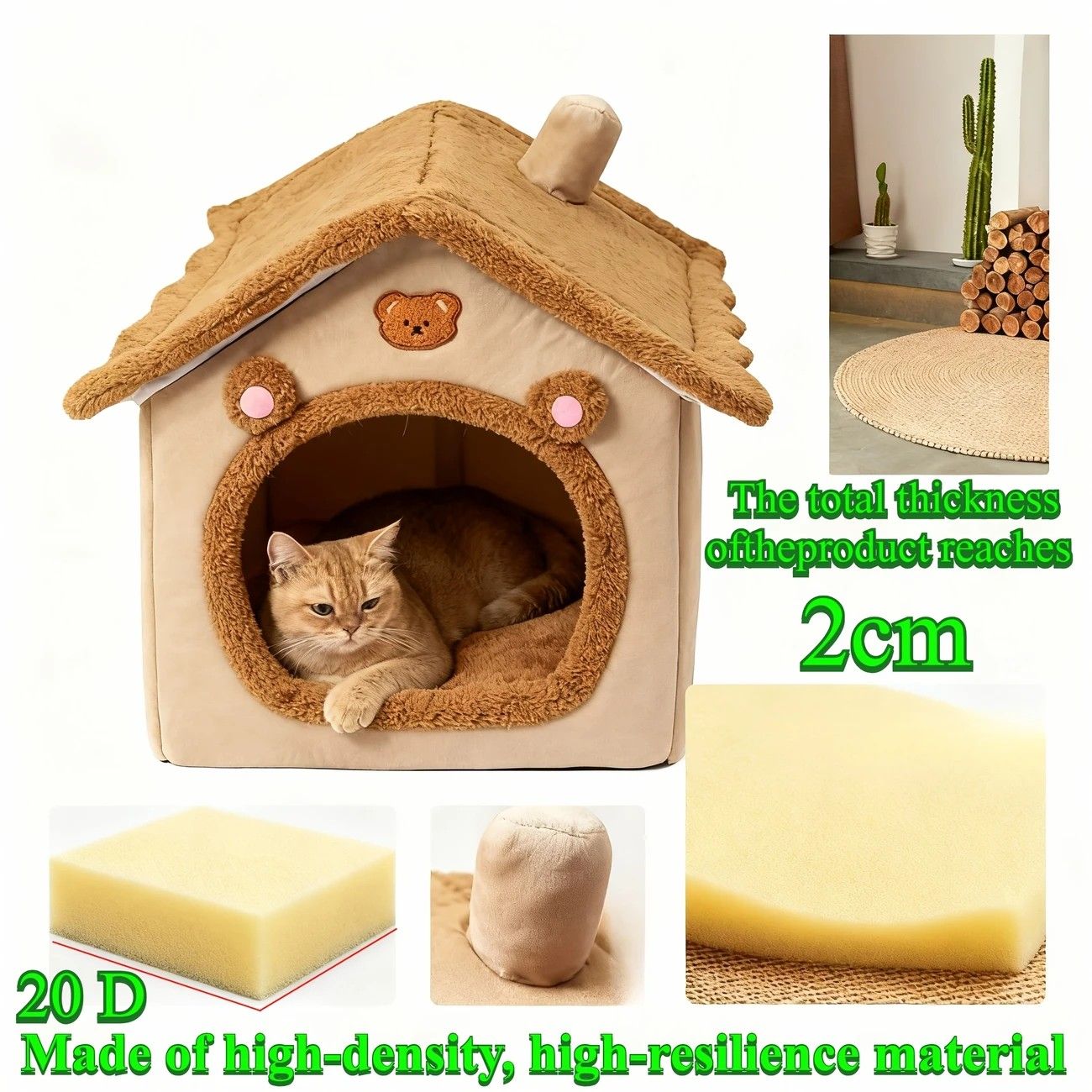 Detachable Washable Cat Cave Nest | Soft Warm Winter Cat House