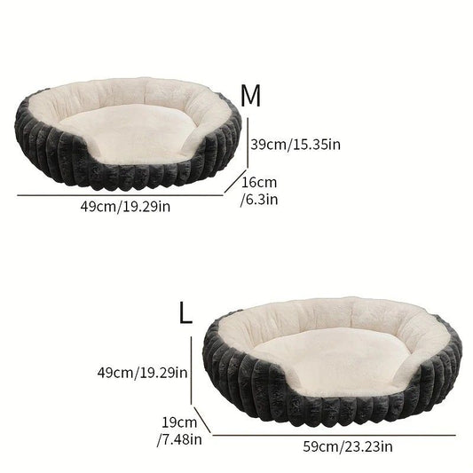 Winter Thick Rabbit Fur Pet Bed | Ultra Warm | Brown | M