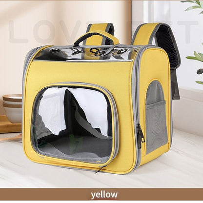 Pet Backpack Portable Transparent Foldable Comfort Design Hands-Free