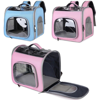 Pet Backpack Portable Transparent Foldable Comfort Design Hands-Free