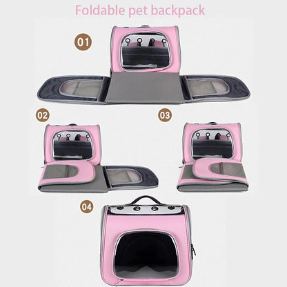 Pet Backpack Portable Transparent Foldable Comfort Design Hands-Free