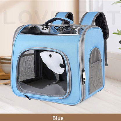 Pet Backpack Portable Transparent Foldable Comfort Design Hands-Free