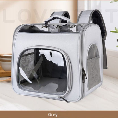 Pet Backpack Portable Transparent Foldable Comfort Design Hands-Free