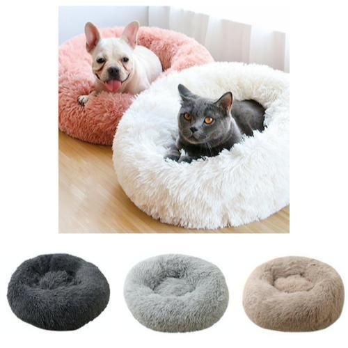 Fluffy Dog Bed Cat Bed, 70cm - Light Grey