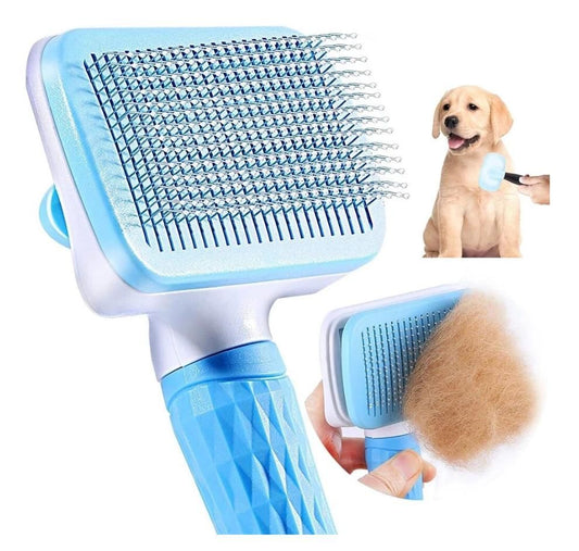 Blue Self-Cleaning Pet Slicker Brush | Dog & Cat
