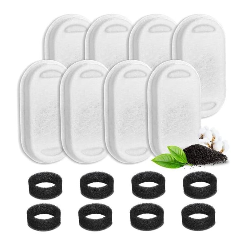 Cat Water Fountain Filters 16-Pack | Foam Sponge | 3.2L Stainless Steel Fountain